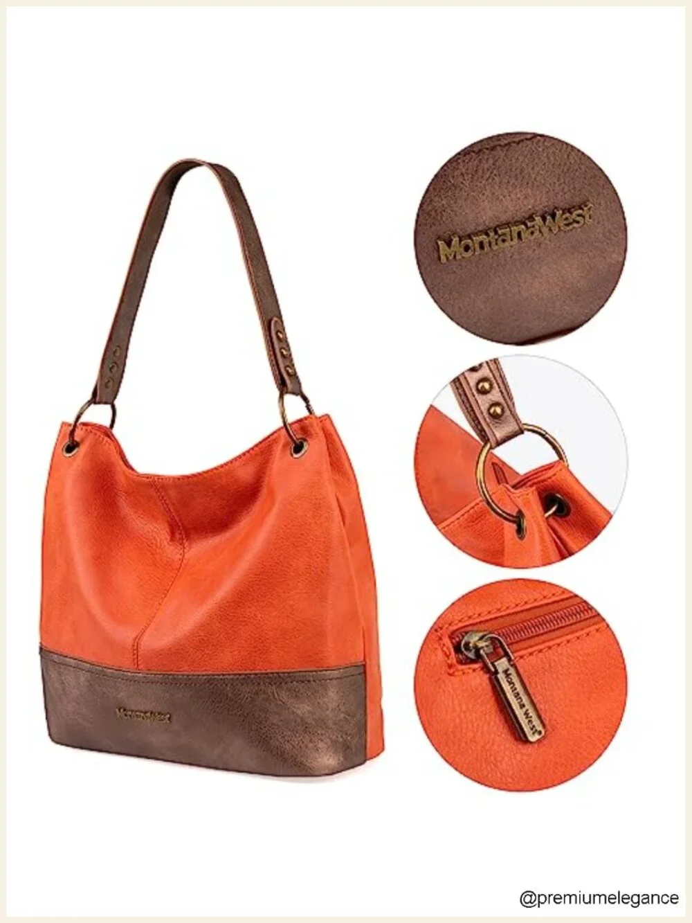 Vegan Leather Hobo Shoulder Bag with Back Pocket
